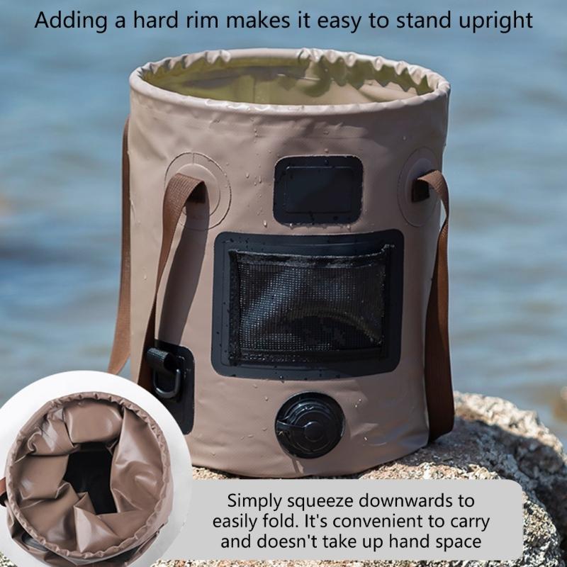 Tragbarer faltbarer Fischereieimer 25L Fassungsvermögen Handeimer Outdoor-Reise Wasseraufbewahrungsbeutel für Outdoor-Aktivitäten
