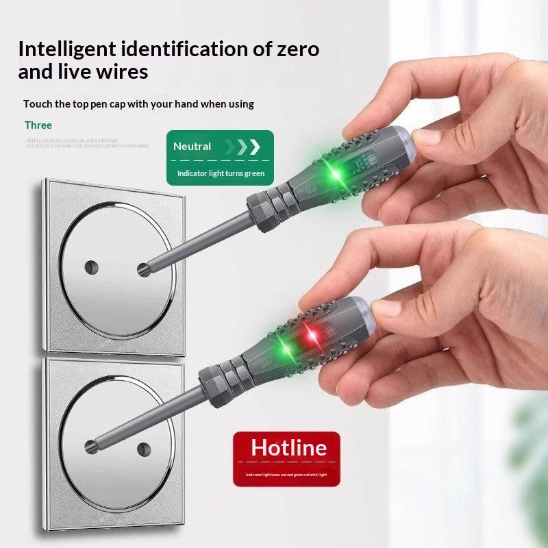 2-In-1 2Pc Screwdriver Electricity Detector High Torque Strong Magnetic Voltage Test Pen Screwdriver For Electricity Detection