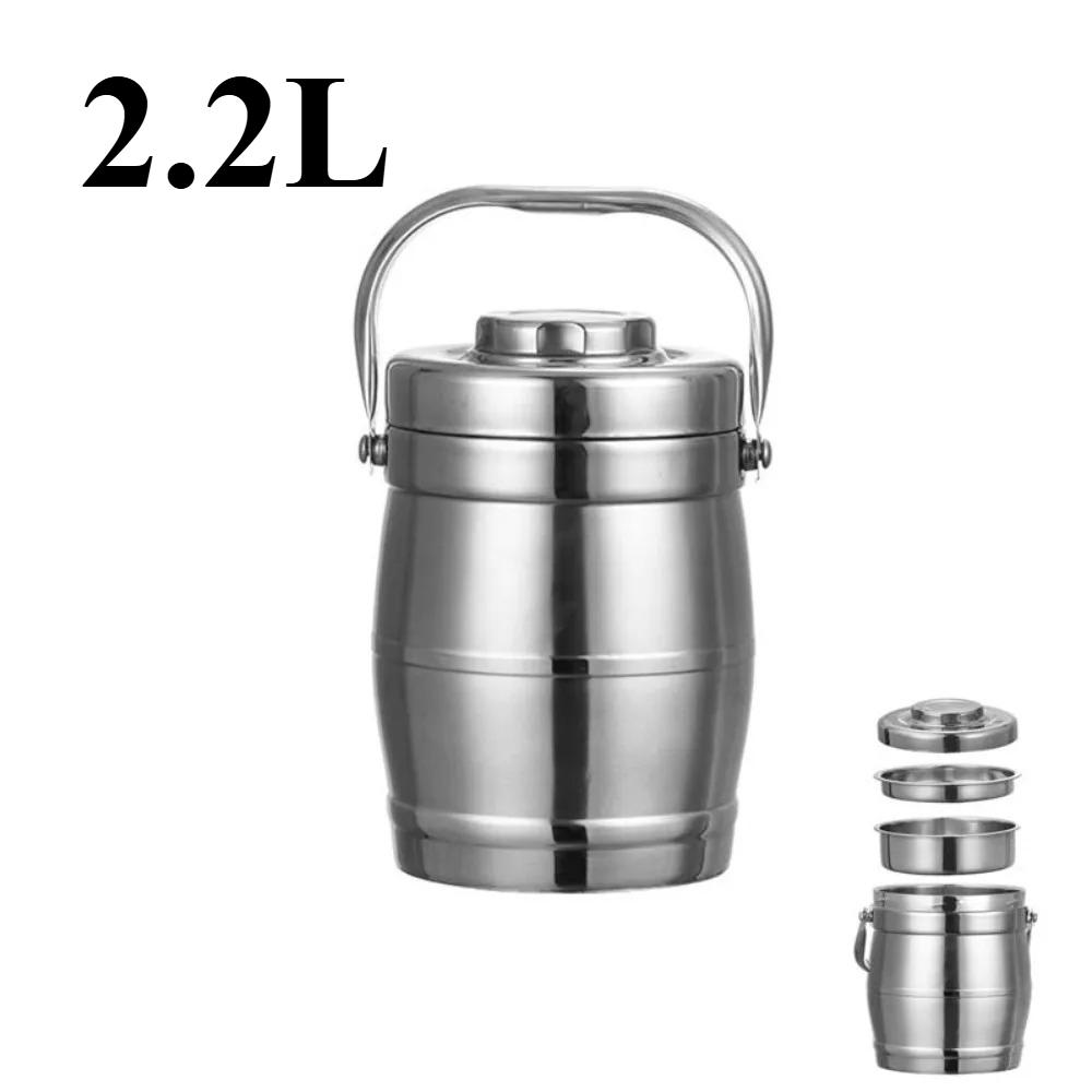Large Capacity Stainless Steel Thermos Food Jar - Foldable Handle Leakproof Thermal Lunch Box, Durable Insulated Pot for Workers