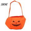 Halloween Gift Bag Pumpkin Candy for Kids, Small Trick or Treat Bucket, Reusable Soft Face Basket with Handle Party Decoration