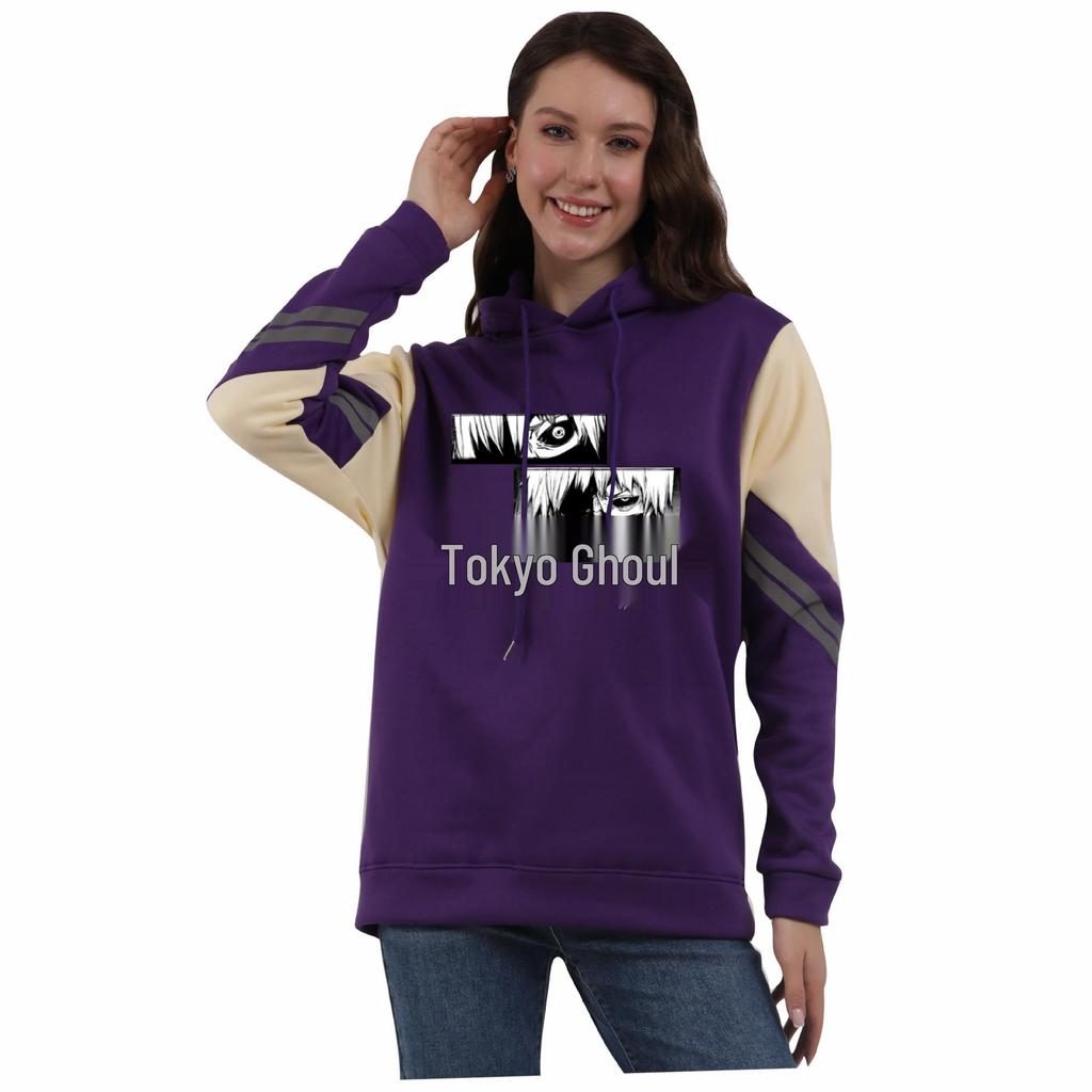 Anime Tokyo Ghoul Unisex Color Block Patchwork Fleece Hoodie (Autumn/Winter).
