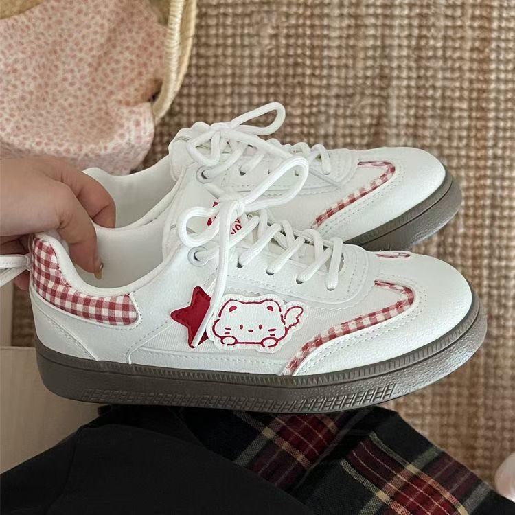 

Retro niche women s autumn star kitten white shoes breathable casual sports board shoes 35 красный