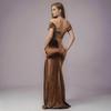 One-Shoulder Solid Color Evening Dress with Slit and Fishtail Skirt