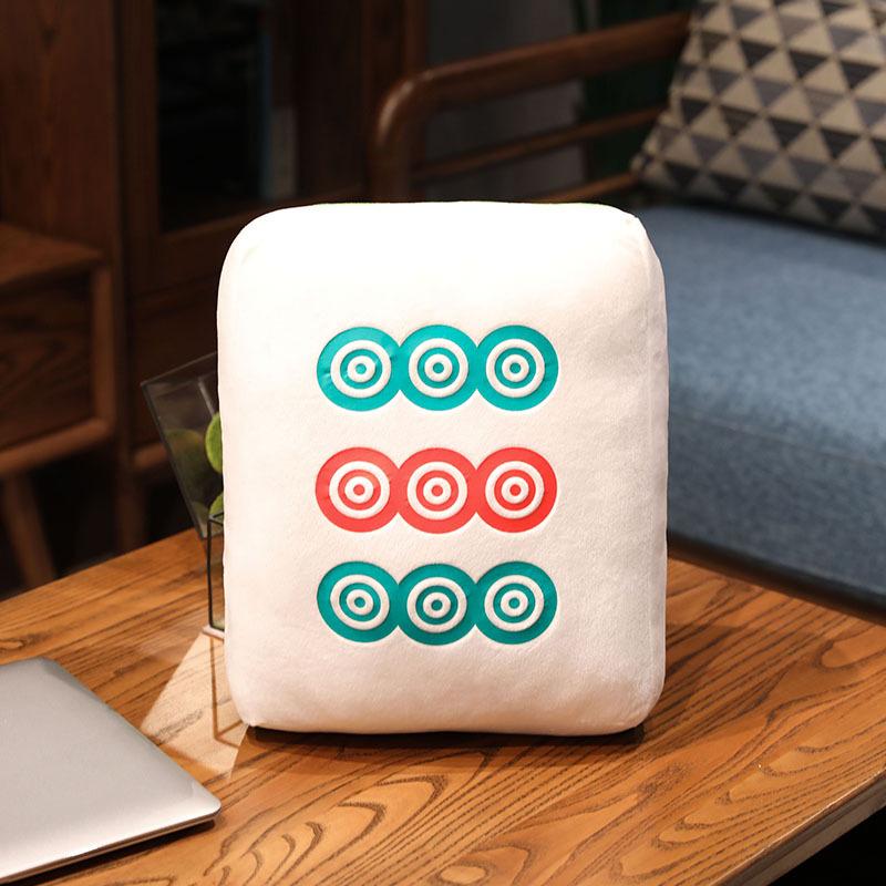New 1pc Creative Mahjong Pillow Cushion Chinese Plush Toy Car Chair Backrest Mahjong Dice Funny Nap Pillow Sofa Home Decor Gift