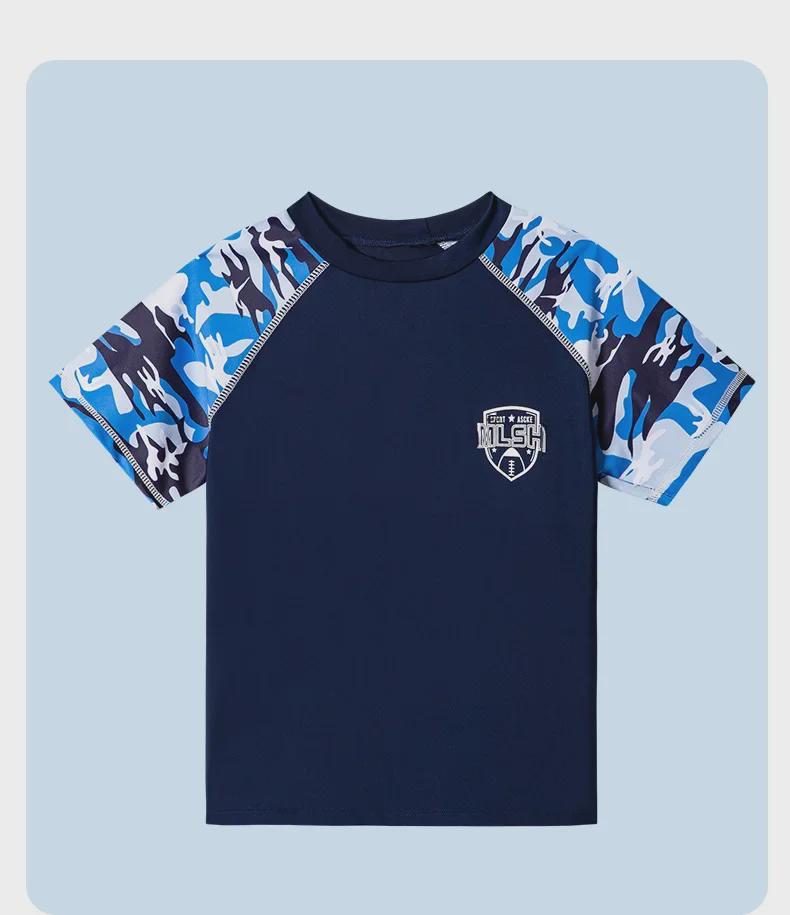 Camouflage-Badehose für Jungen: Stilvolles Split-Design für Training und Thermalbäder