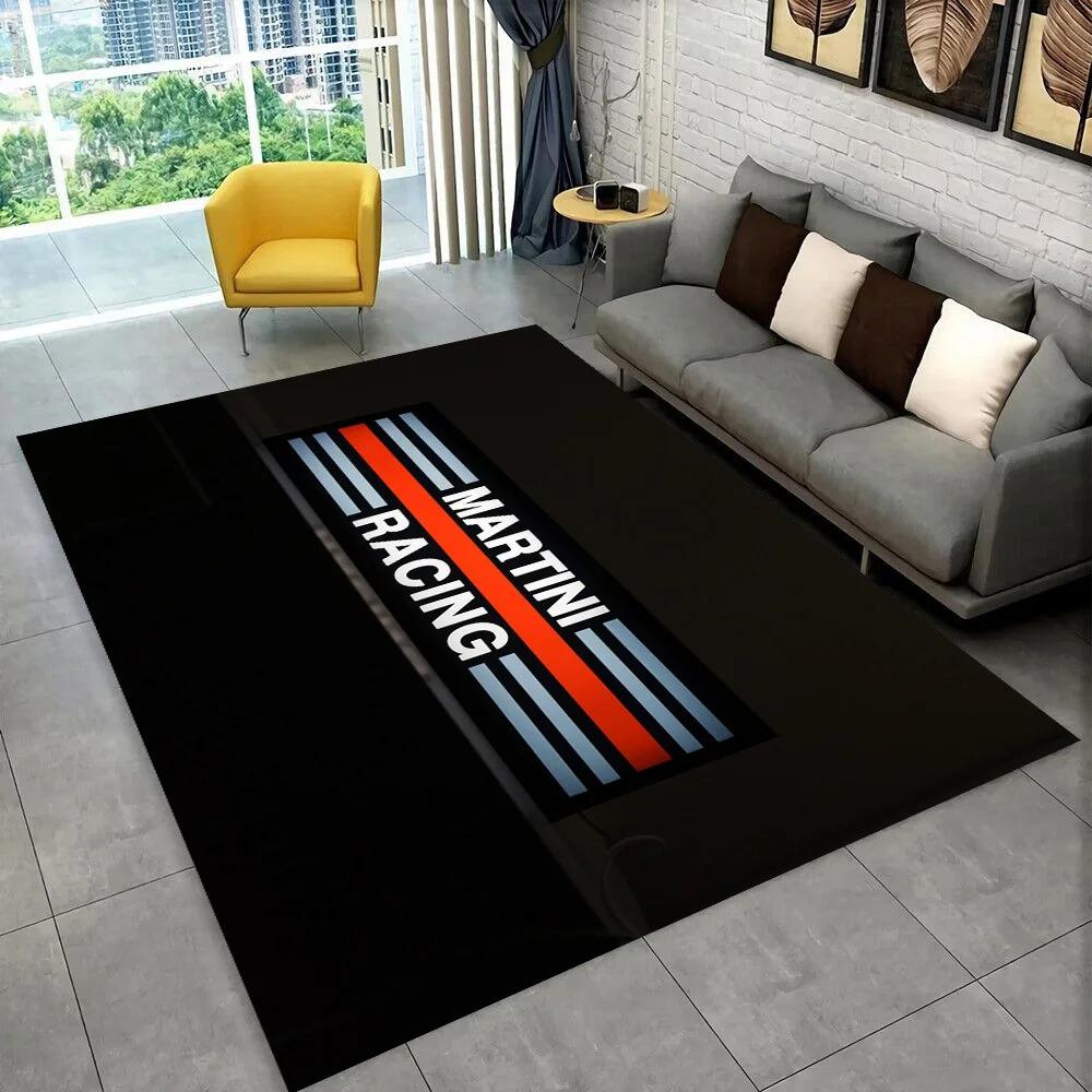 Martini Racing Carpet Mat Rug Blue Red Stripe Home Decoration Non-slip Durable Modern Living Room Floor Mat with Logo Design