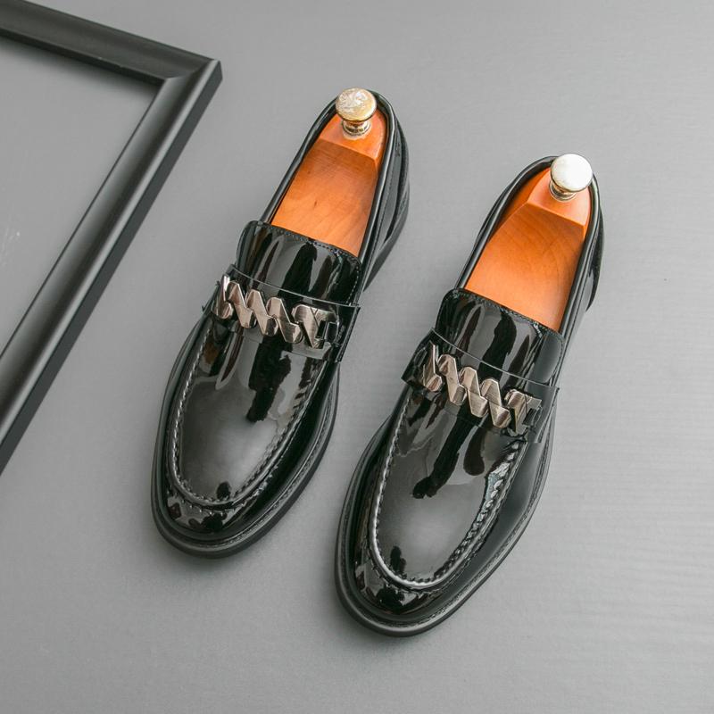 

Brand Soft Comfortable Men Loafers Shoe Anti Slip Quality Driving Shoes Metal Decoration Round Toe Business Casual Shoes 46 чёрный