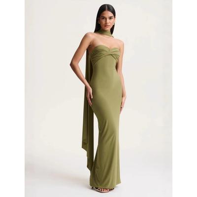 Rochie lungă de vară pentru femei, stil nou, cu gât halter, panglici, piept răsucit împletit, spate deschis, mulată, nișă, en-gros