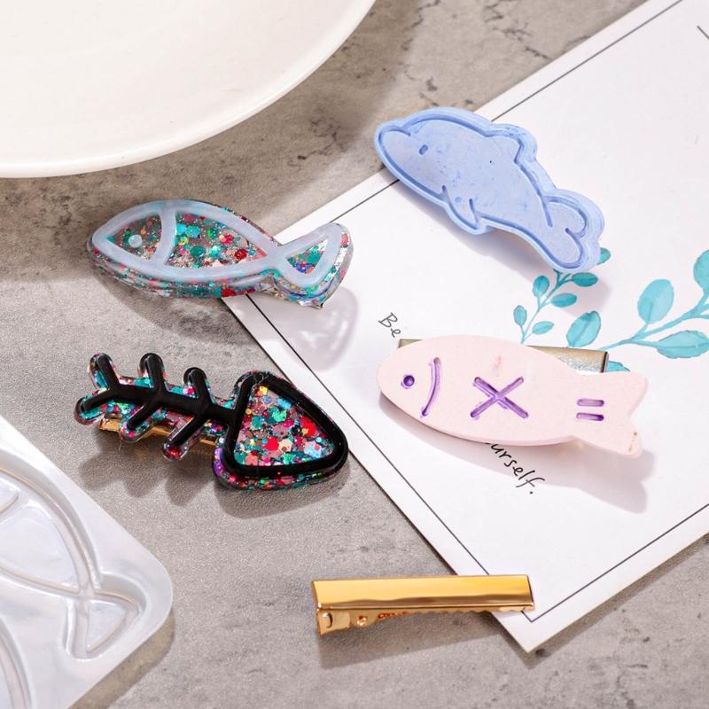 Silikonharzform Haarspangenformen Silikon-Gießwerkzeuge für Epoxidharzkunst Mädchen DIY Haarspange Anhänger Schlüsselanhänger