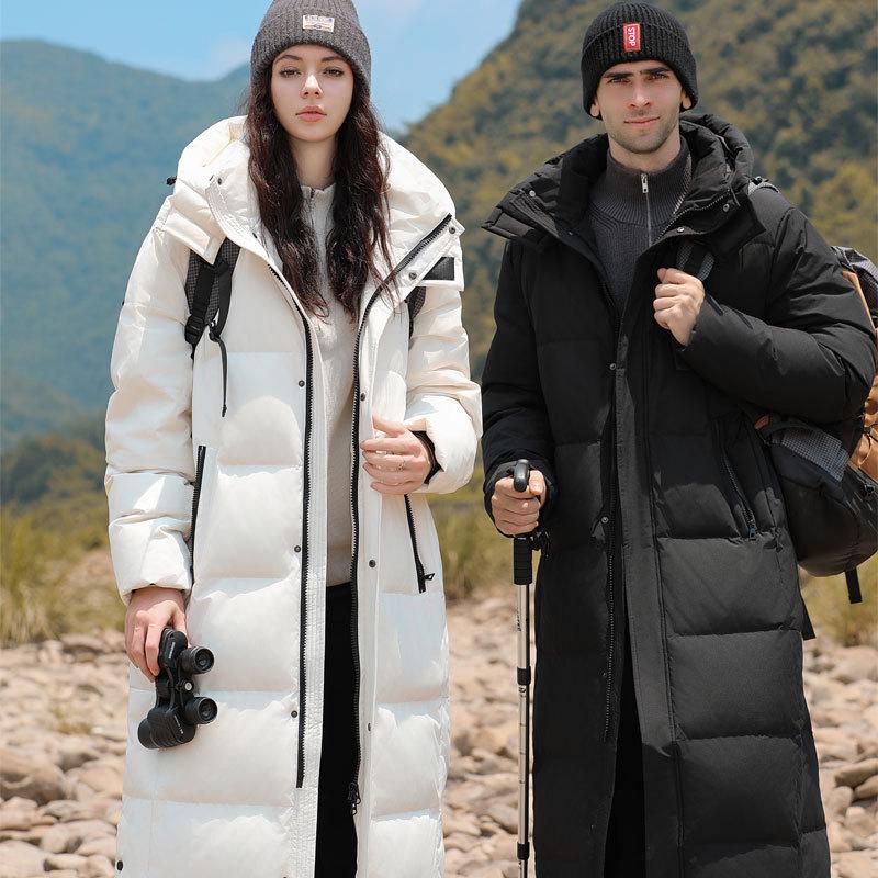 Unisex Long Ankle-Length Goose Down Jacket - Casual Loose Korean Style for Autumn/Winter