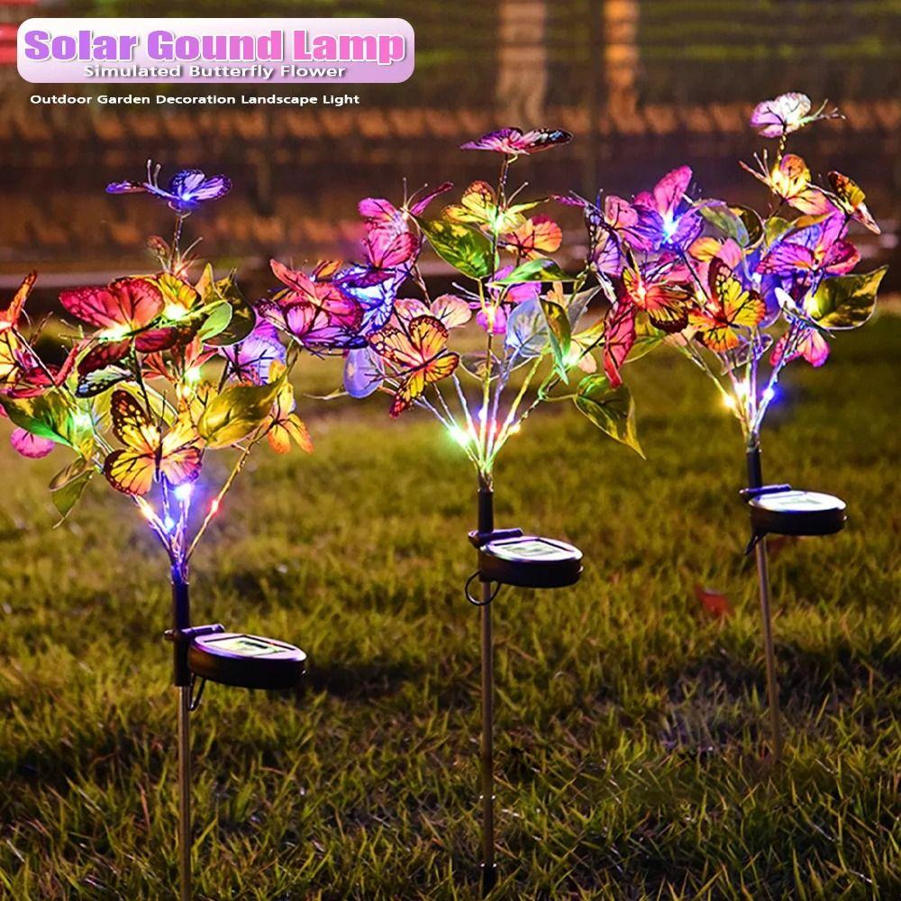 Waterproof Solar  Butterfly Lawn Light Simulation Flower Landscape Lawn Lamp  Outdoor