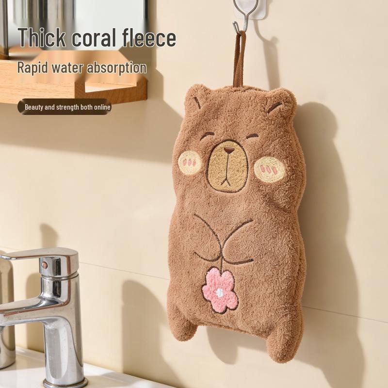 Cute Cartoon Hand Towel for Kids - Absorbent & Thick Hanging Towel for Kitchen or Bathroom
