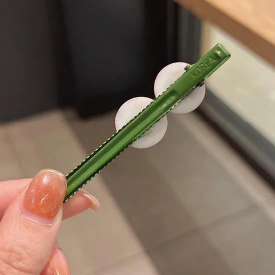 Girl Hairpin Macaron Color Beads Decor Smooth Texture Non-Slip Hair Clip Side