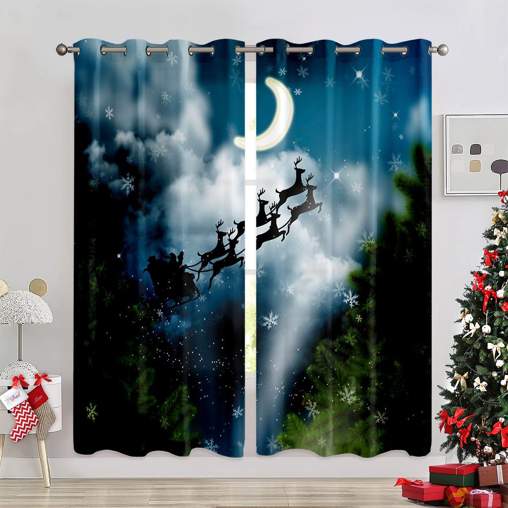The latest bedroom curtains with Christmas theme in 2024 are suitable for Christmas home decoration.