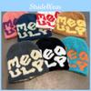 Hat Minimalist Knit Embroidered Letters Meaulp Winter Warmth Earmuff Protection