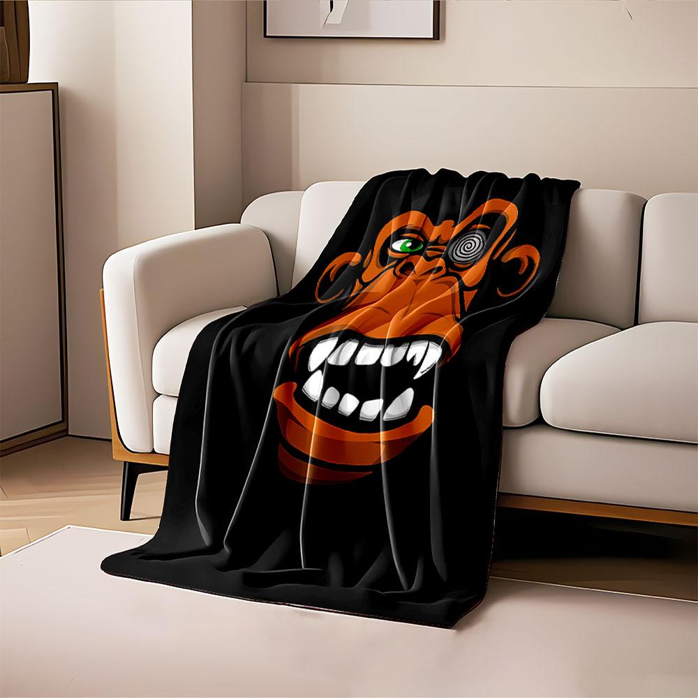Funky Monkey Face Graphic for all seasons blanket lunch break throw gift