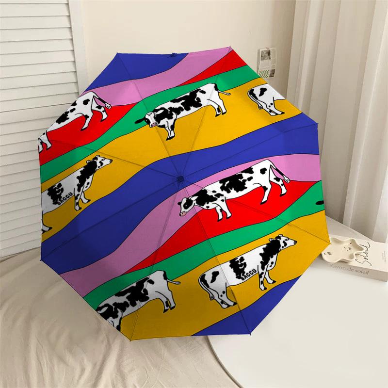 

1PC cow pattern Umbrella-8-Rib Reinforced Portable Folding Travel Suitable for All Seasons Outdoor Daily Use Is an Ideal Choice -F399