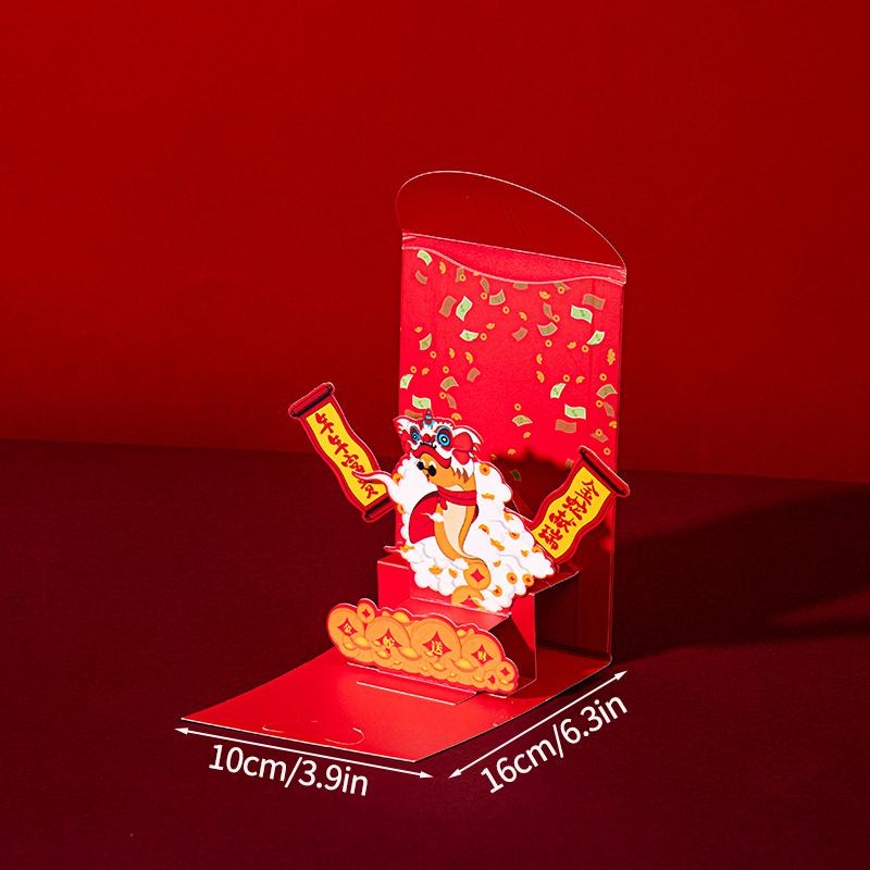 Chinese Red Envelopes Creative 3D Pop Up Lucky Money Pocket Hong Bao Chinese New Year Red Packet for Spring Festival Wedding