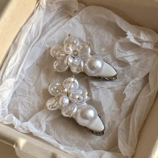 Girl Hairpin Imitation Pearls Flower Shape Hair Pin Full Luster Side Bang Hair Clip Lightweight No Pressure Hair Accessory