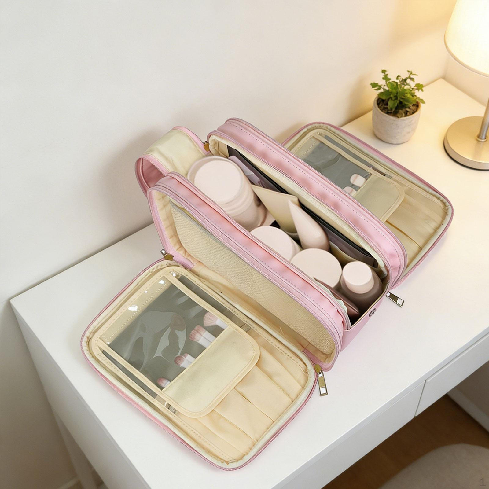 

Cosmetic Bag Brush Holder Makeup Organizer for Cable Daily Items Women Cosmetics рожевий