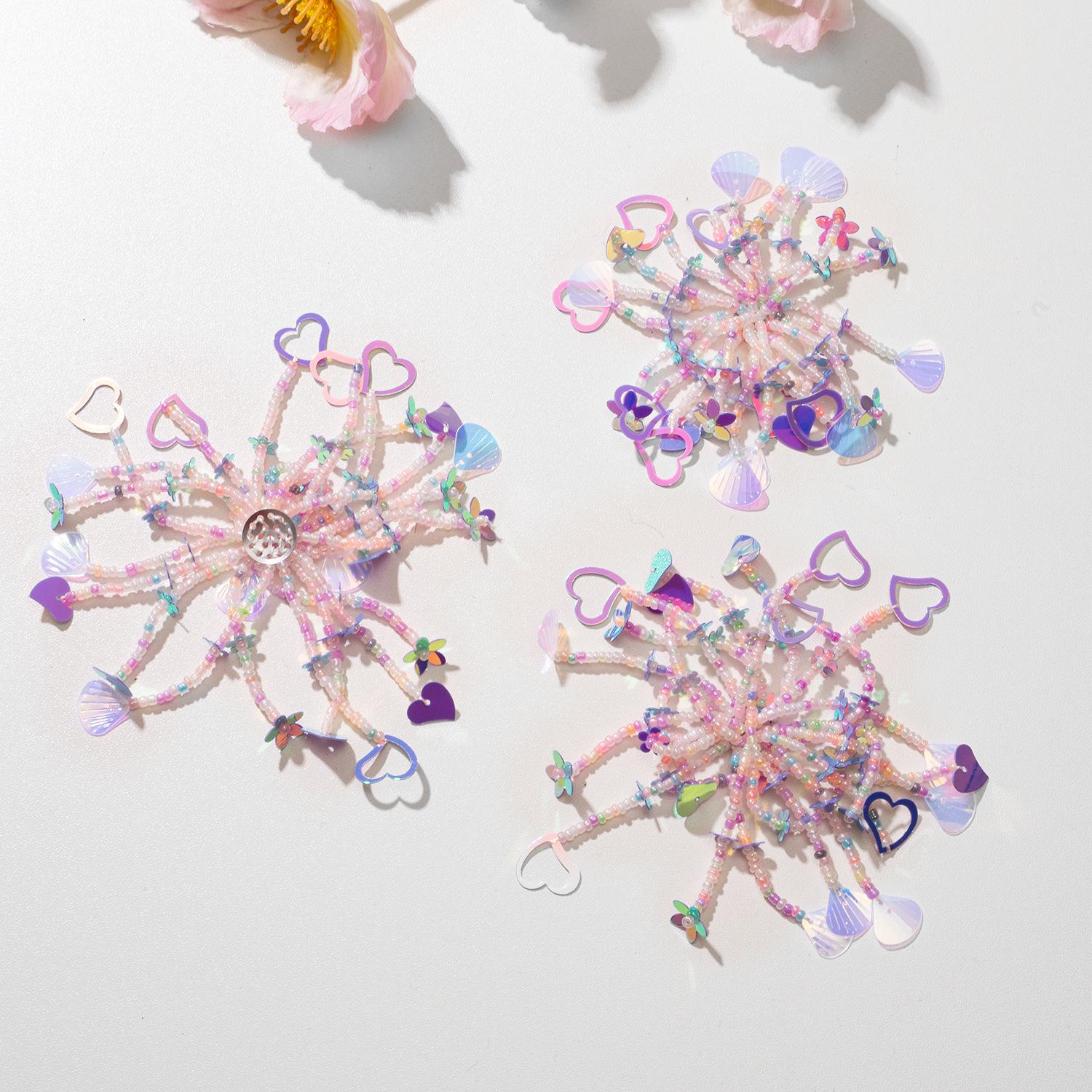 Colorful Sequin Heart & Flower Tassel Earrings Headwear Z-1-001