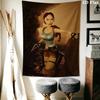 Tomb Raider Lara Wall Tapestry Aesthetic Wall Hanging Printed Fabric Blanket Decorative Tapestries for Bedroom Living Room Home Decor