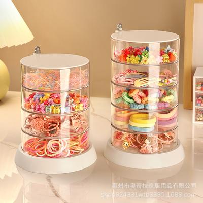 Rotating Multi-Layer Jewelry & Hair Accessory Organizer - Transparent, Anti-Oxidation Princess Storage Box