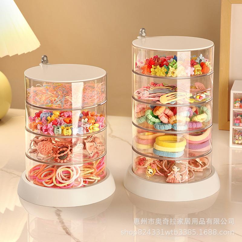 

Вращающийся многоярусный органайзер для украшений и аксессуаров для волос - Прозрачная, антиокислительная шкатулка для хранения принцессы 4-Layer Storage Box