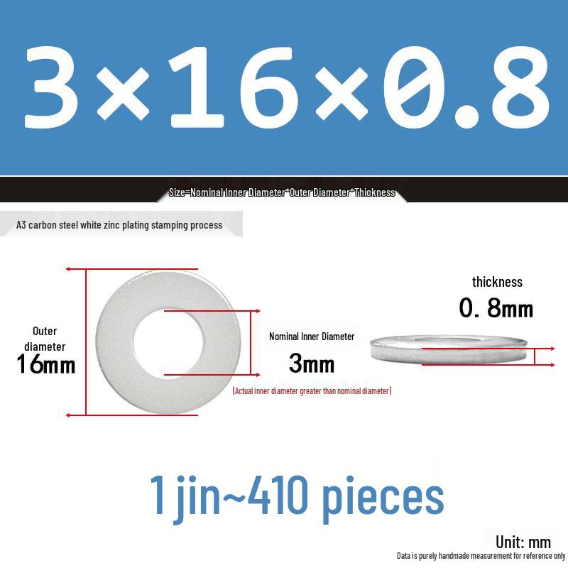 Extra Thick Galvanized Iron Flat Washer, Round, M3-M62