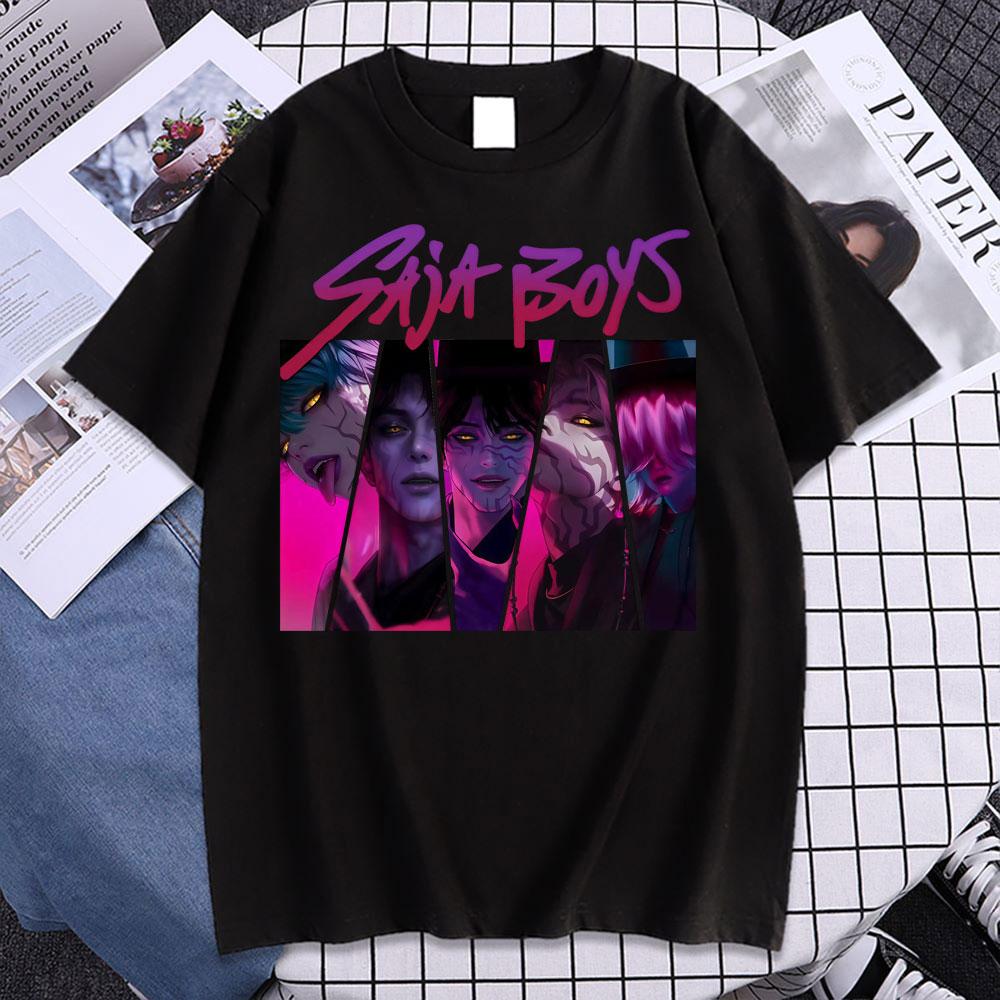 Saja Boys Koszulka Chłopięcego Zespołu Kpop Zainspirowana Filmem Łowcy Demonów Koszulka Męska Damska Bawełniana Koszulka z Krótkim Rękawem