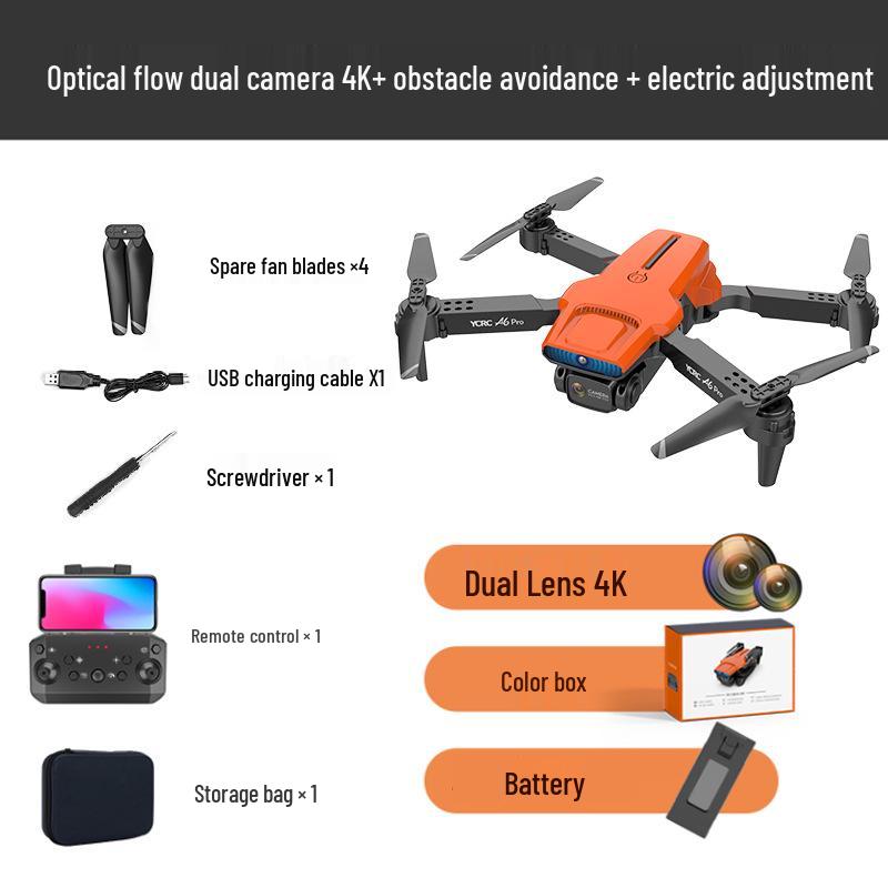A6 Pro 4K Drone with Optical Flow Positioning, Obstacle Avoidance, Folding Design & Dual ESC Cameras