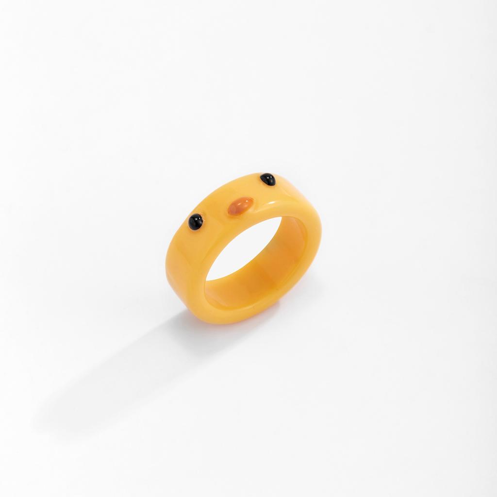 Anel feminino de resina doce e legal com tendência de animal sapo, joia simples tridimensional colorida, joia