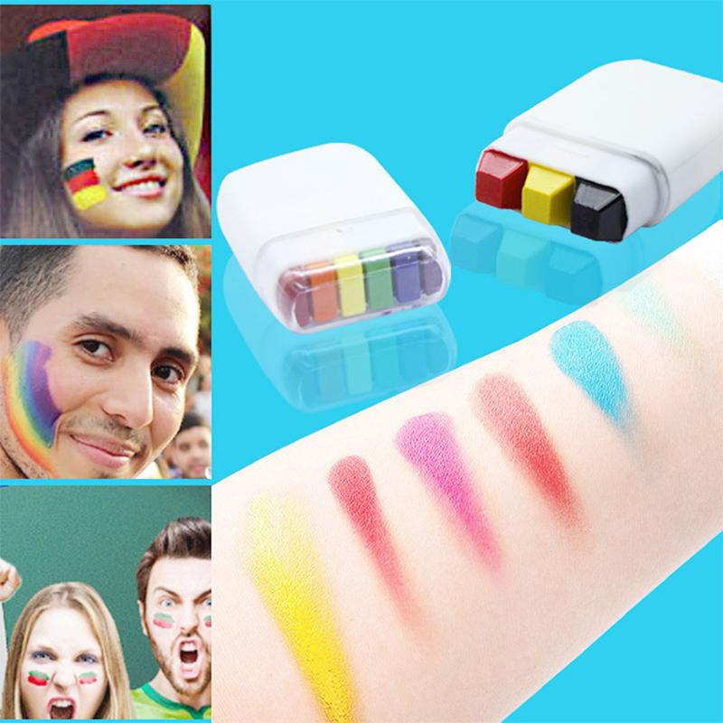 6 Farben Wasserlösliche Regenbogenpalette Kindergesichts- Körperfarbe, Halloween Bühnen-Make-up Körperfarben Pigmente Gesichts-Make-up