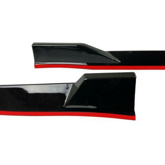 TRD Sport Style Side Skirt Set for 2018-2022 Toyota Camry - Black with Red Edge