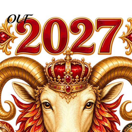 Exotic Style Holiday Decor 2027 New Year Crown Sheep Static Glass Sticker, Reusable PVC Window Electrostatic Decals for Holidays Sticker with Russian