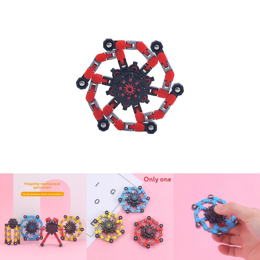 Plastic Spinner Gyroscope With Deformable Mecha Chain For Stress Relief And Hand Exercise