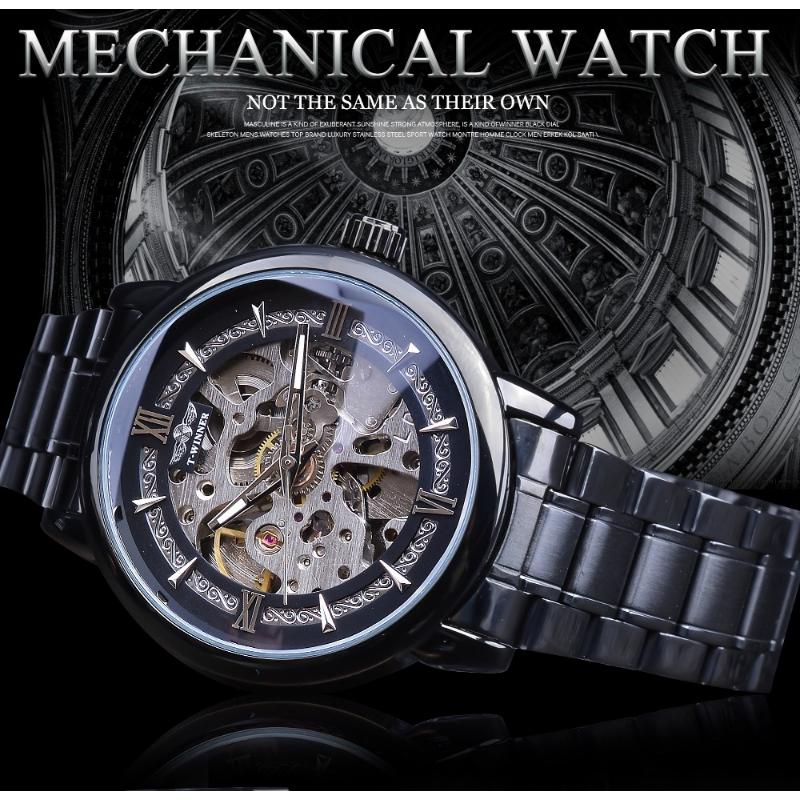 Ceas mecanic automat cu mișcare mecanică, casual, la modă pentru bărbați Winner