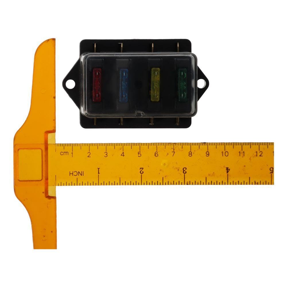 4 Way Car Blade Fuse Block Box, 12V/24V Fuse Block