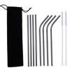 10 Pcs Metal Reusable 304 Stainless Steel Straws Straight Bent Drinking Straw with Case Cleaning Bru