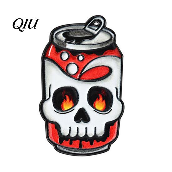 Handmade Enamel Accessory Halloween Badge Dark Gothic Style Skull Patten Milk Tea Statement Lapel Pin Shape Zinc Alloy Texture Brooch Versatile
