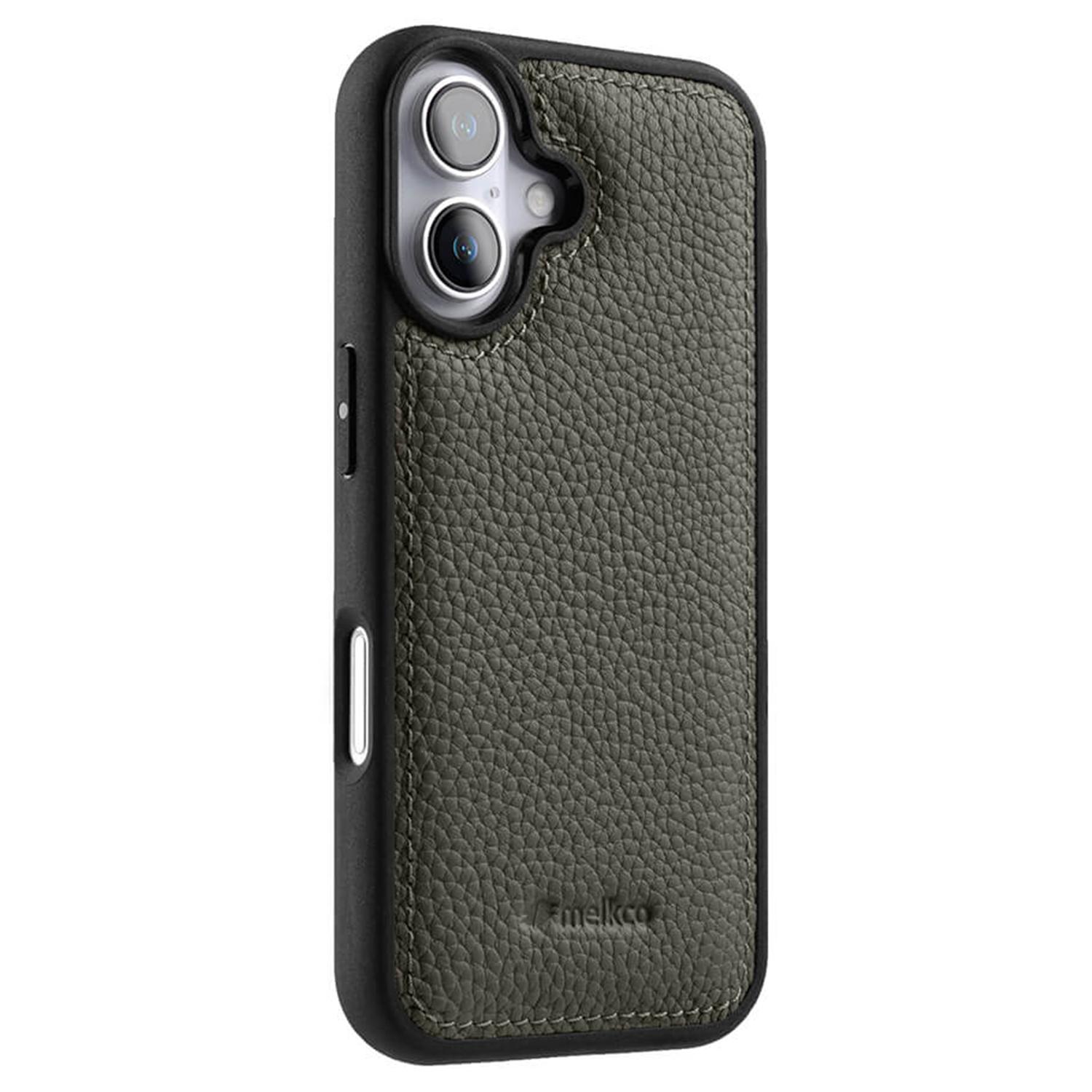 

MELKCO Чехол для iPhone 16, Покрытый натуральной коровьей кожей, ПК чехол для телефона B