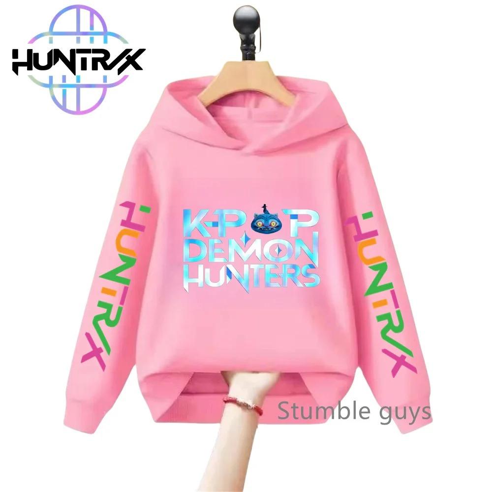 Girls and Children K-pop Devil Hunter Sweatshirt for Autumn and Winter Christmas, Warm and Soft Santa Claus Print Comfortable Pullover
