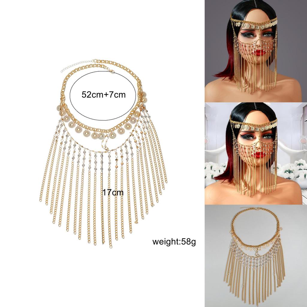 Ethnic Head Jewelry With Gold Water Drill Chain Tassel For Festival