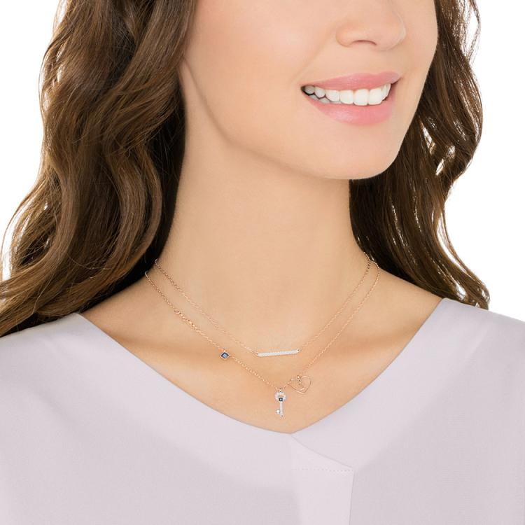 Swarovski Glowing Key Double Lock Necklace Set Women necklace 5273295