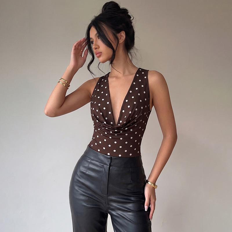 Sommer Neuer Stil Elegant Business Casual Modisch und Vielseitig Gepunktetes Enganliegendes Einteilerkleid
