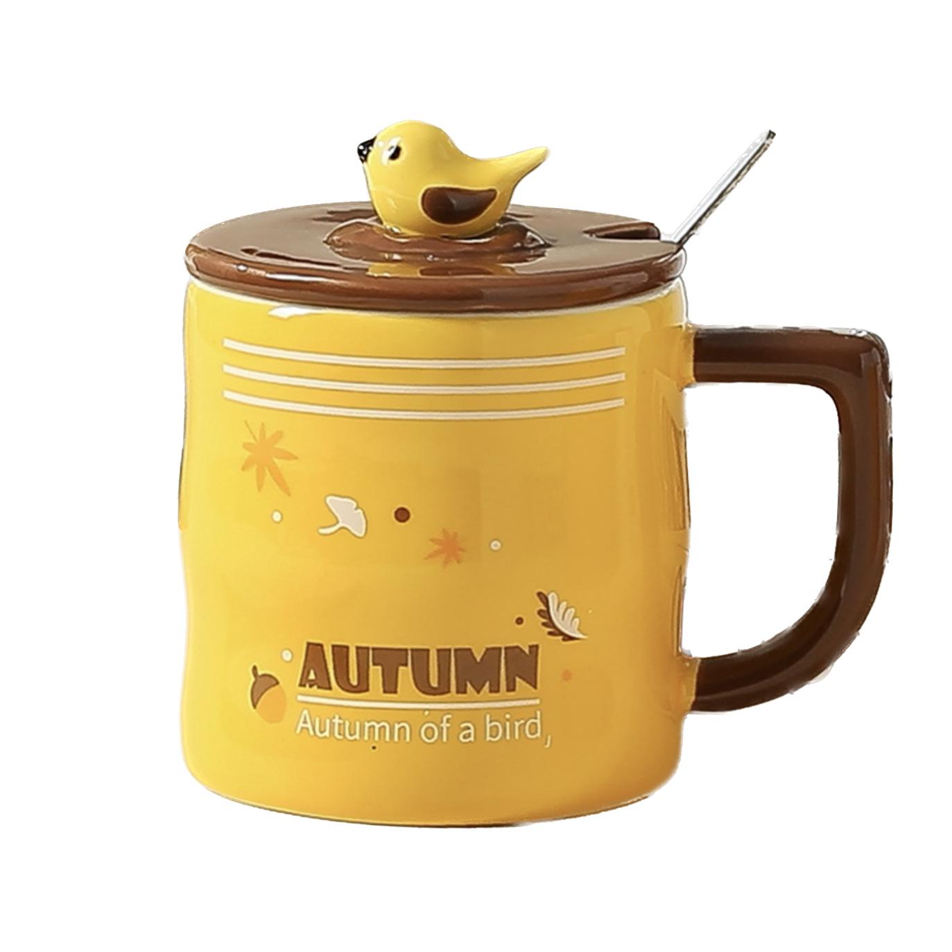 Creative Hand Painted Bird Mug Cute Souvenir Ceramic Cup  Personalized High Looking Couple Water Cup 400ml