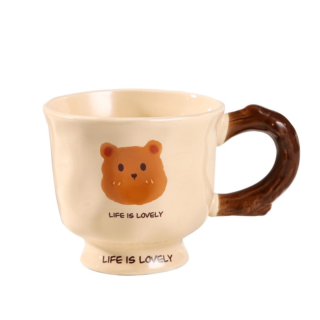 Drinking Cup Coffee Breakfast Cup High Value Cute Boy And Girl Bear With Lid Mark Couple Ceramic Cup Spoon