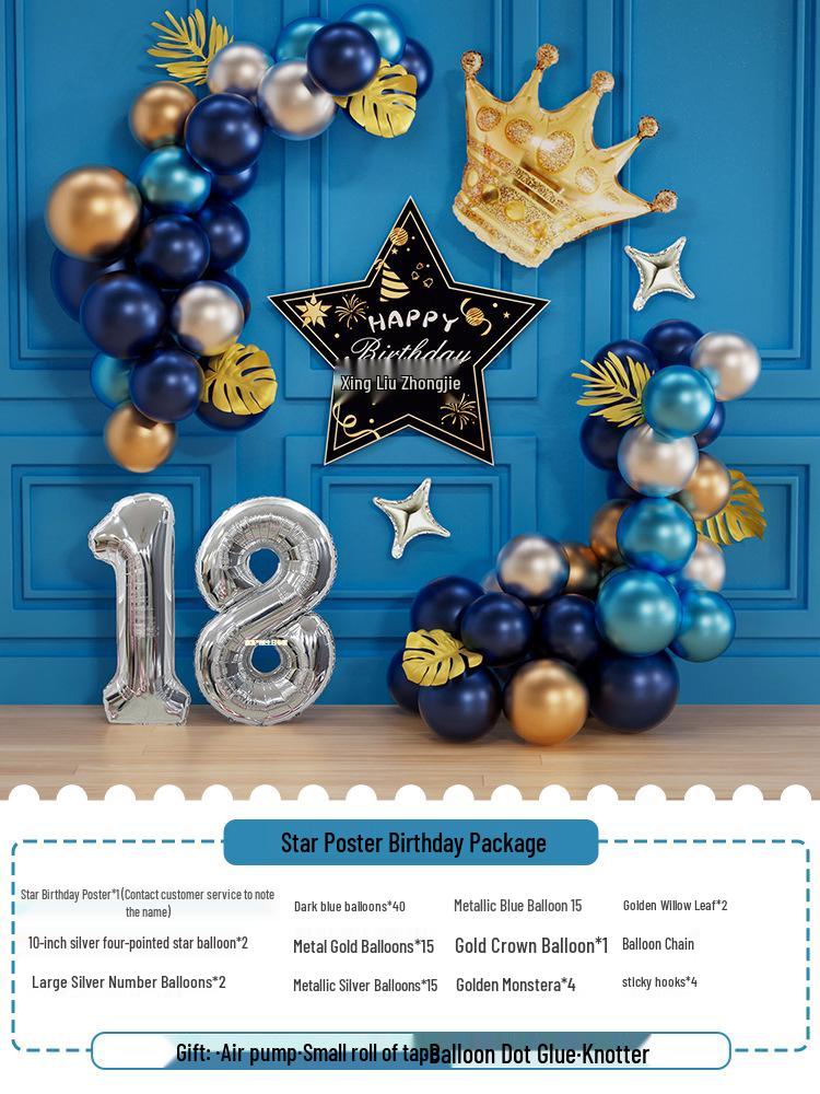 

18th Birthday Celebration Decor with Surprise Party Balloons for Boy s Coming-of-Age Ceremony