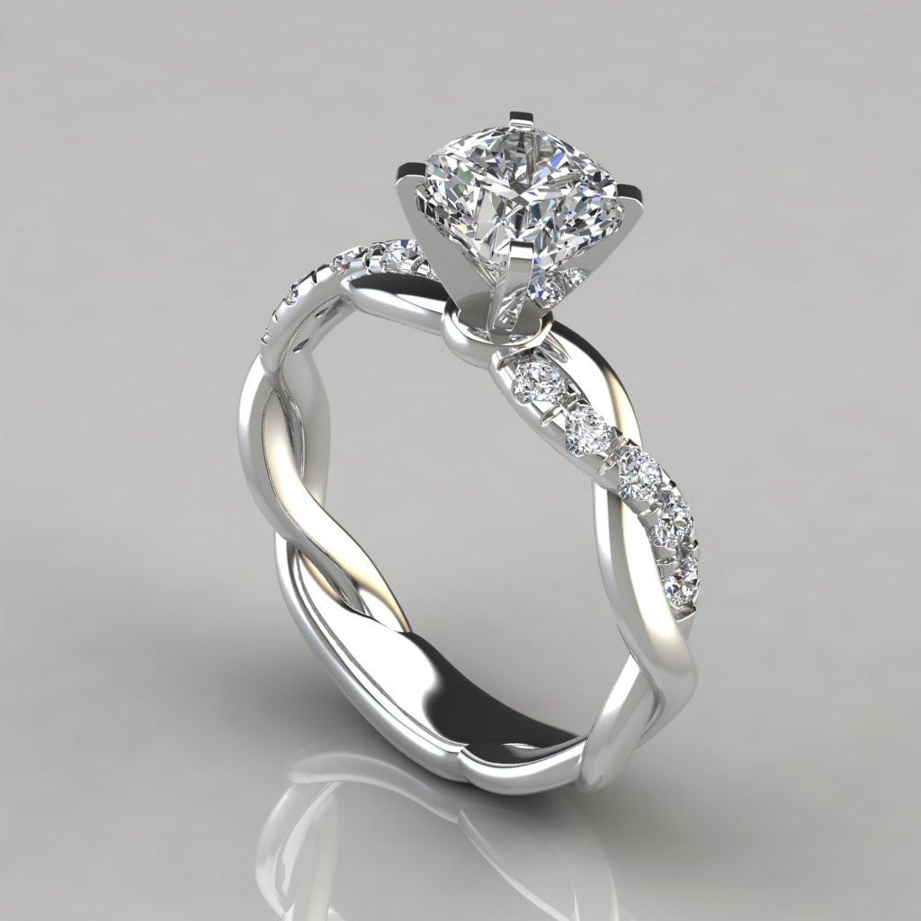 

Popular and Elegant Princess-cut diamond ring with twisted braid and modern design. 5