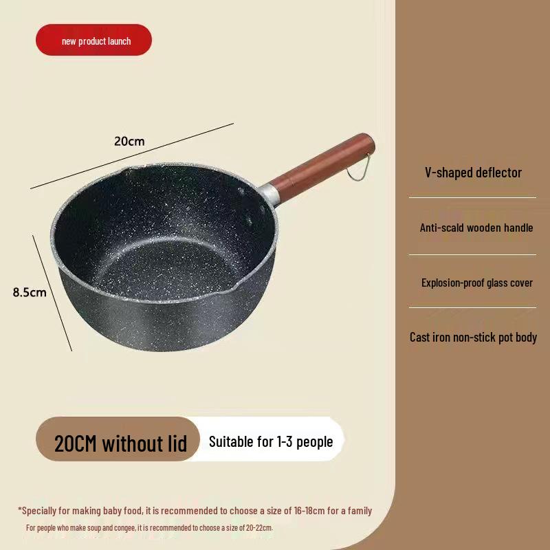 Yukihira Non-Stick Stone Pot: Single-Serve Instant Noodle & Milk Cooking Pot